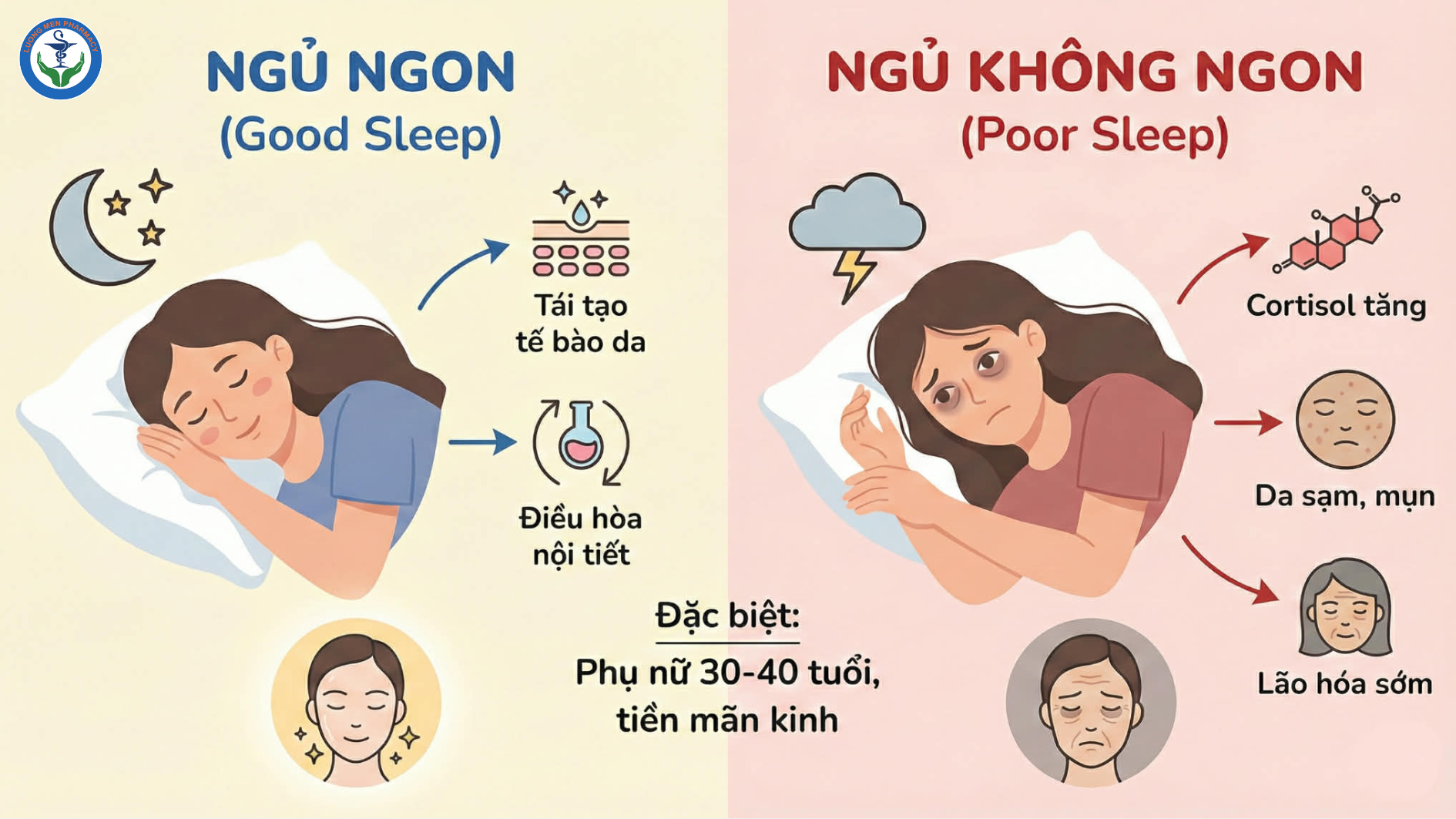 VÌ SAO NGỦ KHÔNG NGON KHIẾN DA XẤU NHANH HƠN? MỐI LIÊN QUAN GIỮA GIẤC NGỦ – NỘI TIẾT – SẮC ĐẸP PHỤ NỮ