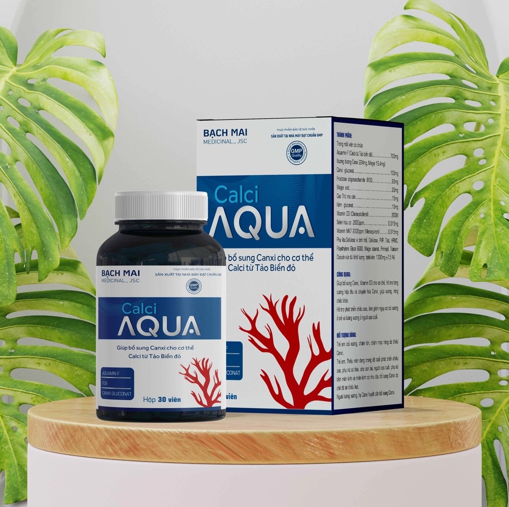 CALCI AQUA BỔ SUNG CANXI CHO TRẺ, BÀ BẦU, CHO CON BÚ, NGƯỜI GIÀ LOÃNG XƯƠNG     HỘP 30 VIÊN